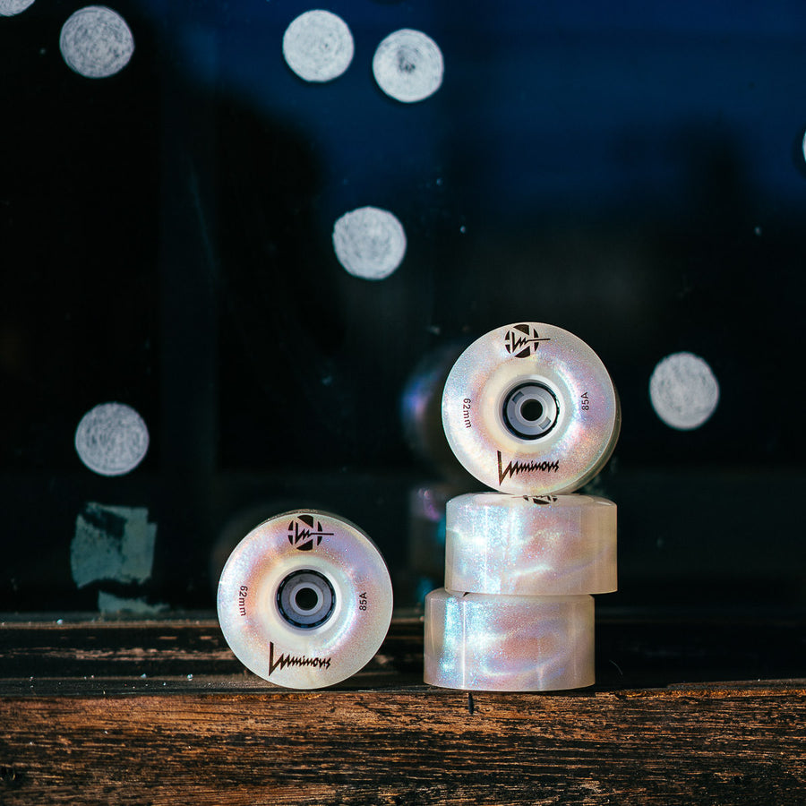 Luminous LED Roller Skate Wheels - 62mm X 30mm 85A Glowing Outdoor Wheels With Magnetic Spacers (4 Pack)